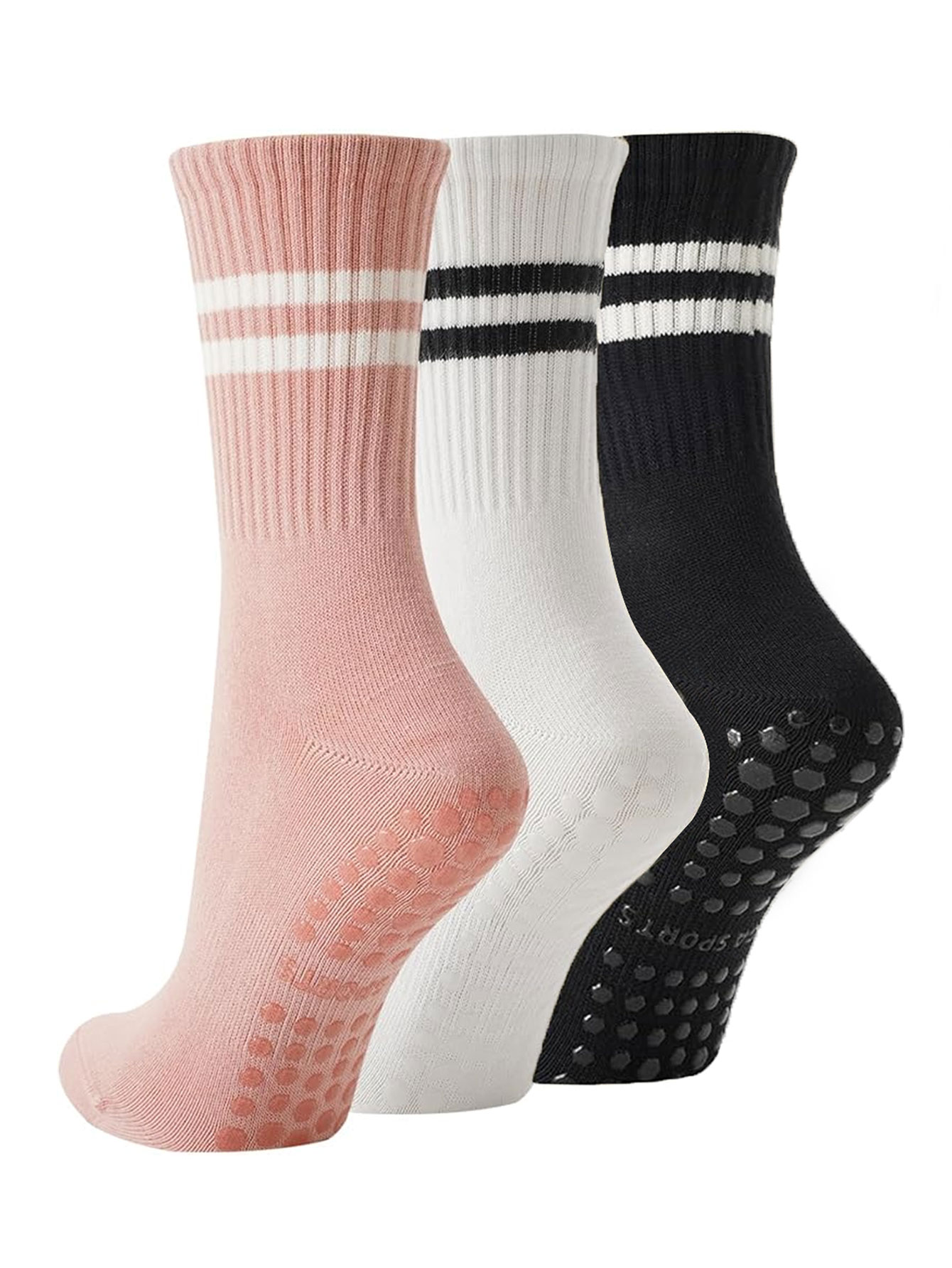 Jump Rope - 3 Pairs of Yoga Socks, Non-Slip